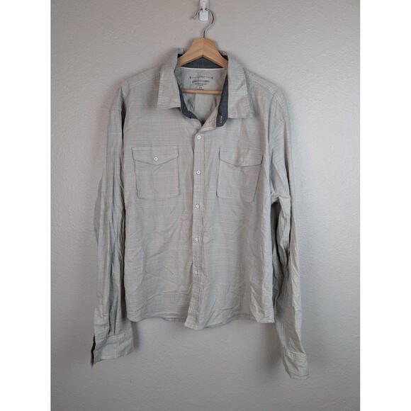pd&c Shirt Mens 2XL Gray Long Sleeve Button Down Stretch Fabric Casual Top - Picture 2 of 7